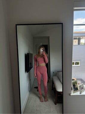 Bo + Tee Pink Long Sleeve Activewear Set With Shorts & Leggings